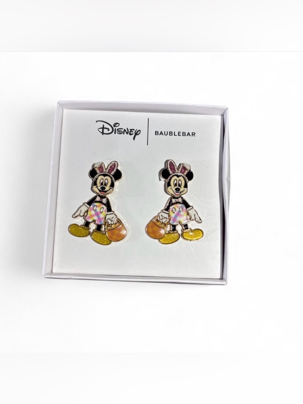 BaubleBar Minnie Mouse Pink, Gold & Black Kids Earrings